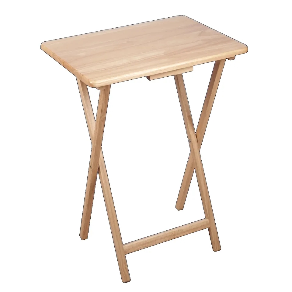 Indoor Single Folding TV Tray Table Set of 2, Natural Color, 19
