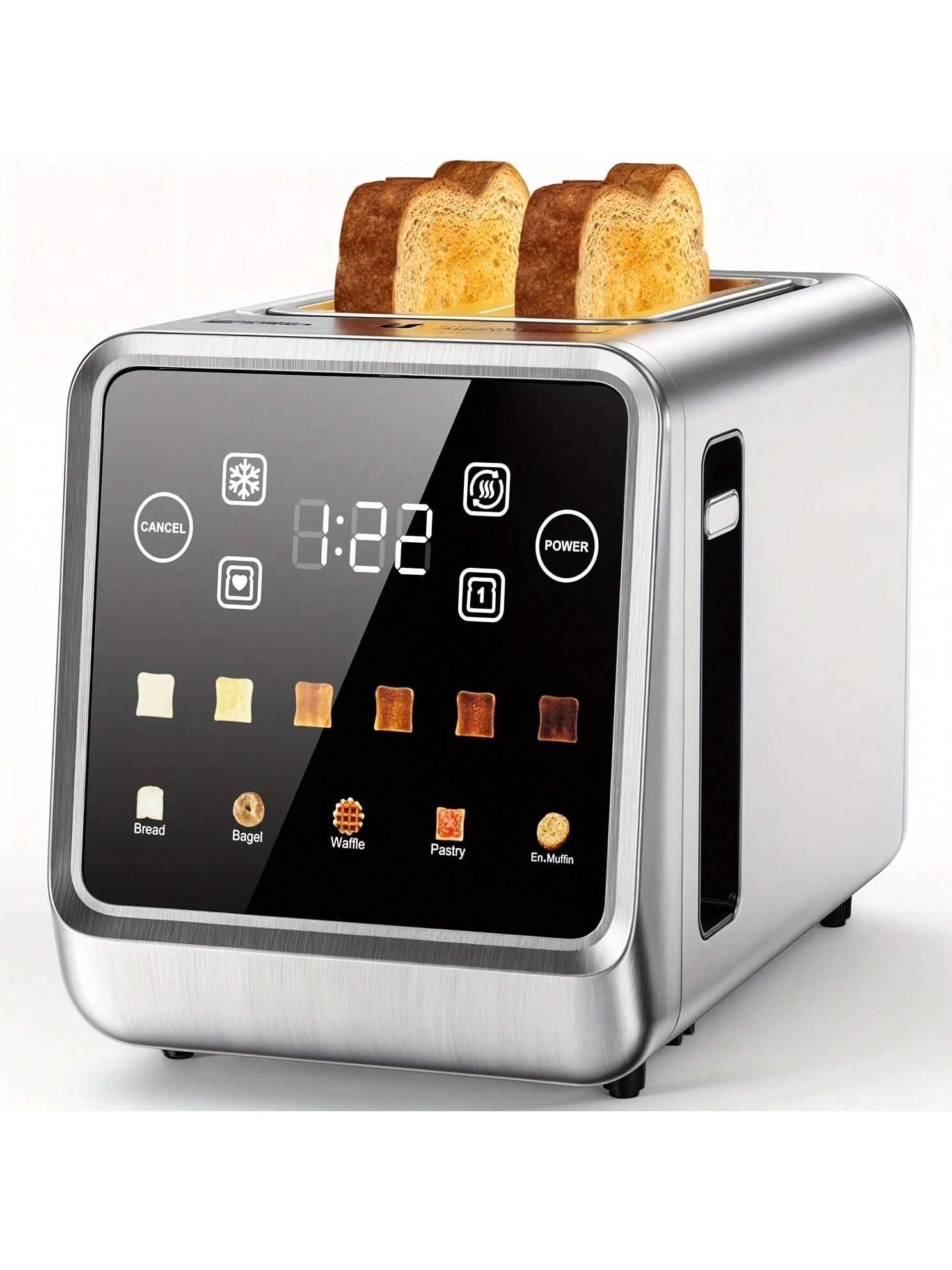 Smart Touch Screen Toaster 2 Slice – Stainless Steel Digital Bread Toaster